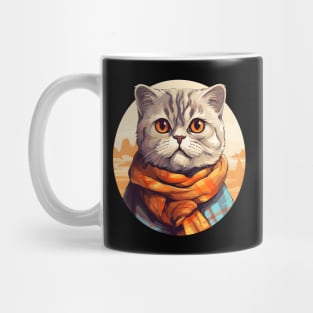 Scottish Fold Cat with Scarf Mug